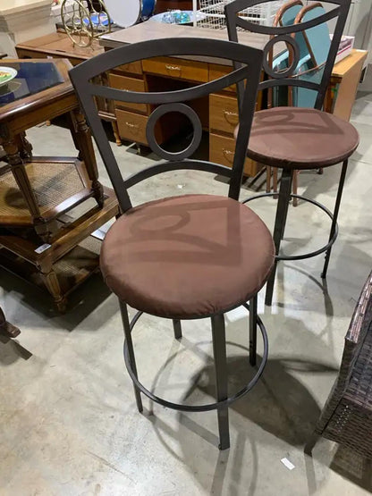 Iron Bar Stools with cushioned seat - 2 available
