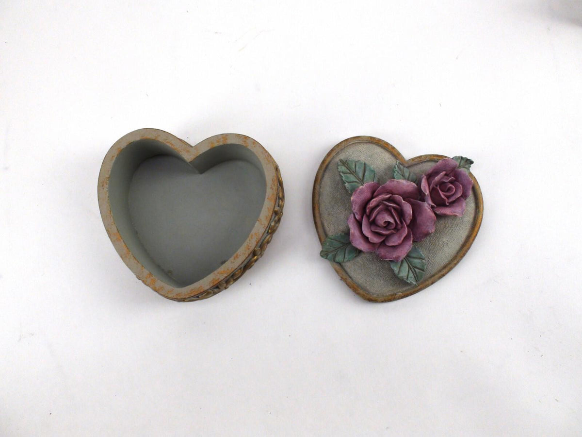 Cherison, Betty Singer "Victorian Rose" Vanity Jewelry Box 3 Piece Ceramic Set