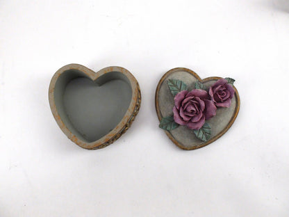 Cherison, Betty Singer "Victorian Rose" Vanity Jewelry Box 3 Piece Ceramic Set