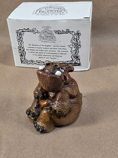 Vintage John Rays Beasties Kingdom Hugo Hippo 1987 Resin Figurine Hippopotamus