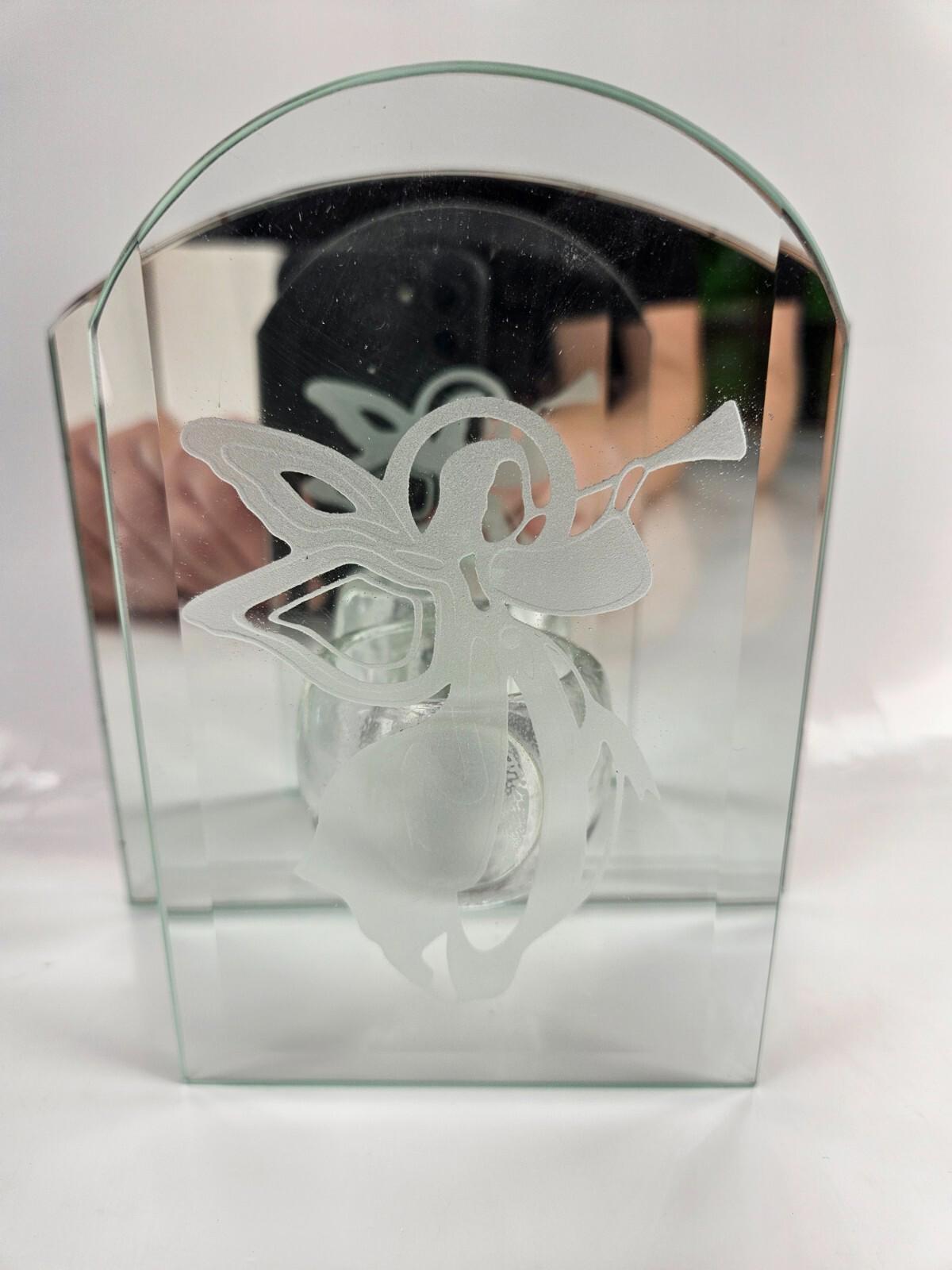 Traditions Angel Glass Mirror Candle Holder 6x6"