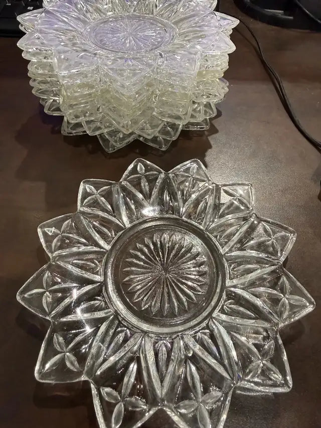 Crystal Glass Star Flower Saucer Dishes