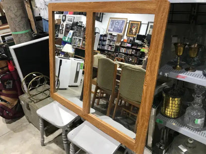 Large Mirror with Wood Frame 47.5 x 39