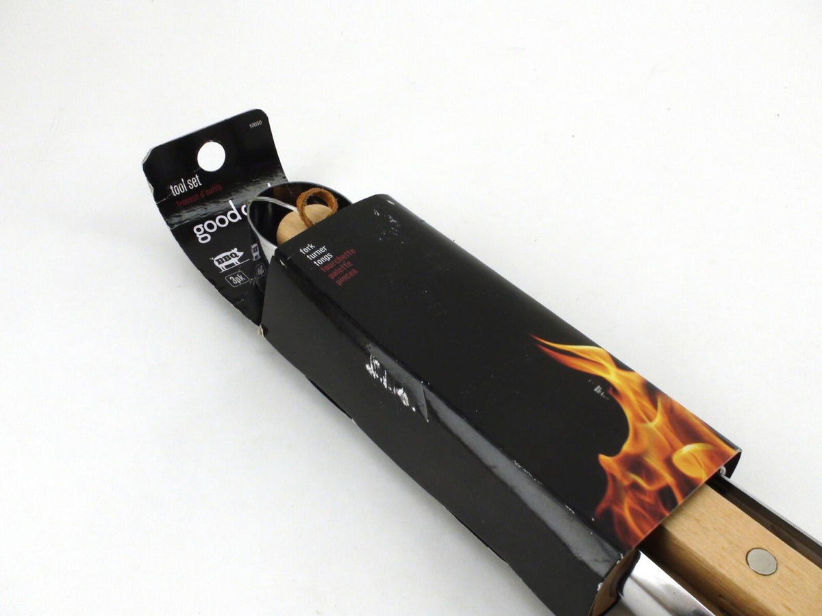 Good Cook BBQ Tool Set: Fork, Turner & Tongs Stainless Steel Wood Handle