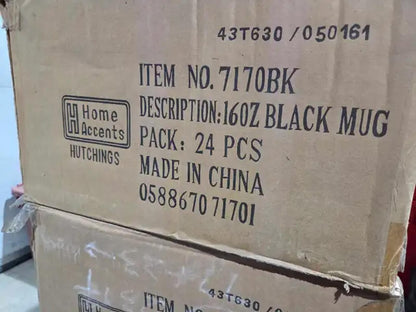 New! Home Accents 16oz Black Mugs - 6 Boxes Available