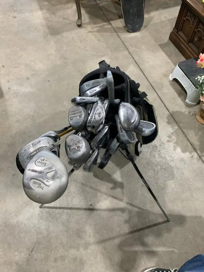 Assortment of Clubs (Drivers) with Maxfli Golf Club Caddy