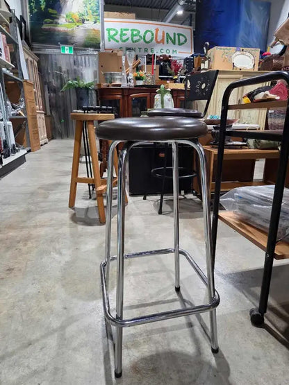 Vintage Cesare Chrome Stool - 28"