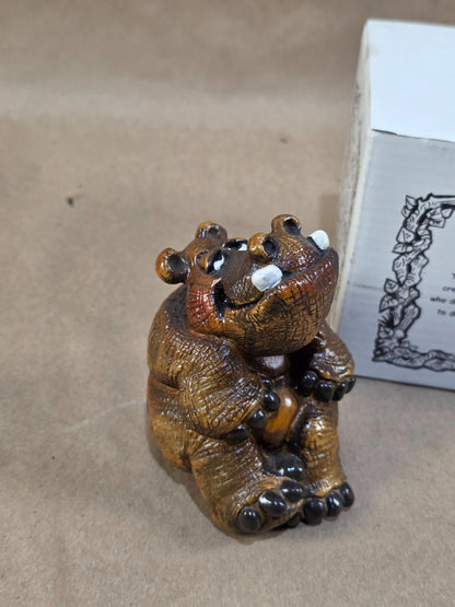 Vintage John Rays Beasties Kingdom Hugo Hippo 1987 Resin Figurine Hippopotamus