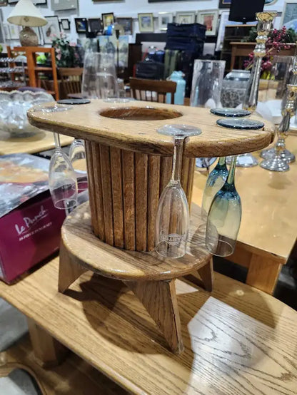 Vintage Wooden Wine Serving Rack