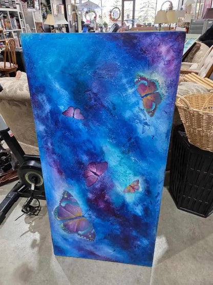 Large Butterfly Wooden Canvas Painting