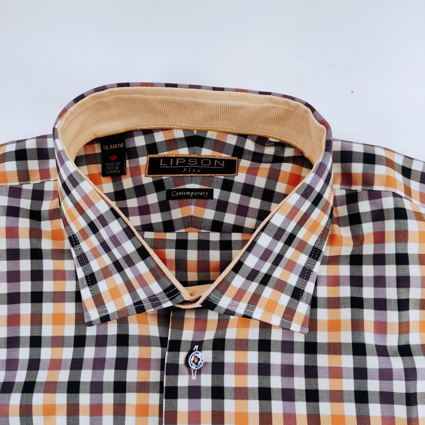 Lipson Shirtmakers Contemporary Button Down Gingham Dress Shirt Men's Size M
