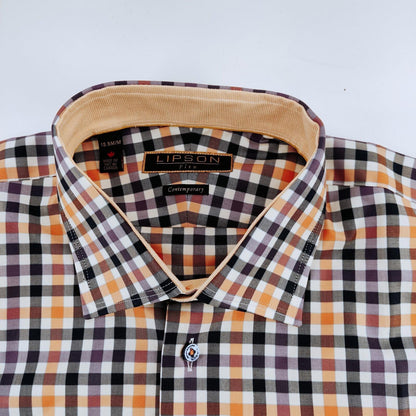 Lipson Shirtmakers Contemporary Button Down Gingham Dress Shirt Men's Size M