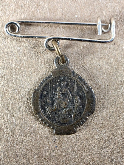 Antique Madonna del Rosario di Pompei Pendant Vintage Italian Catholic Religious