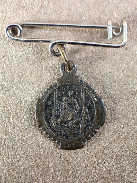 Antique Madonna del Rosario di Pompei Pendant Vintage Italian Catholic Religious