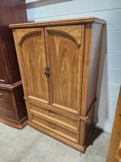 Oak Rolling Armoire
