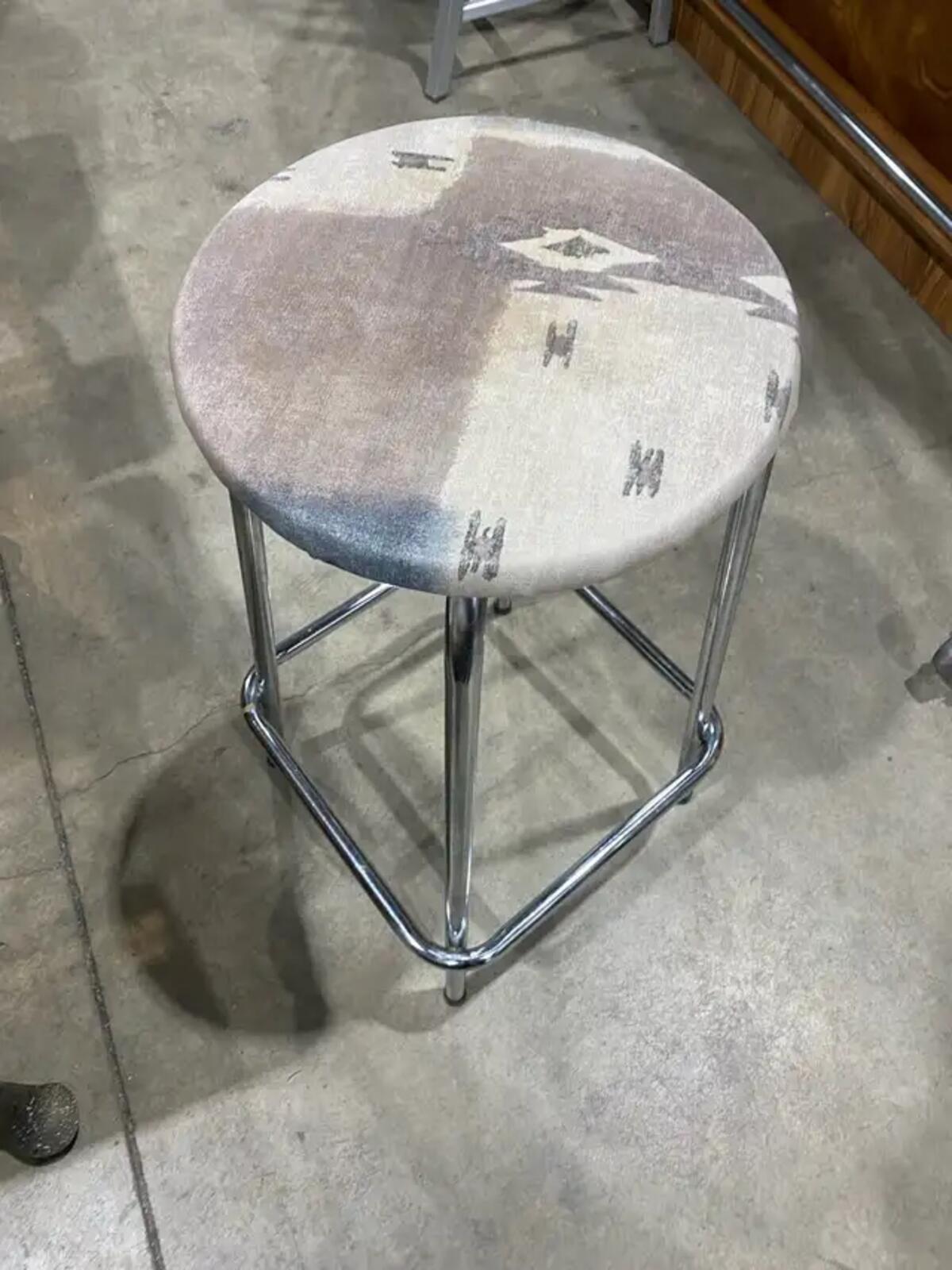 Upholstered Silver Frame Stool
