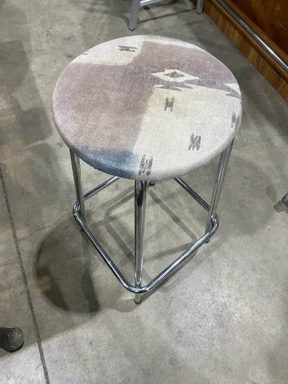 Upholstered Silver Frame Stool