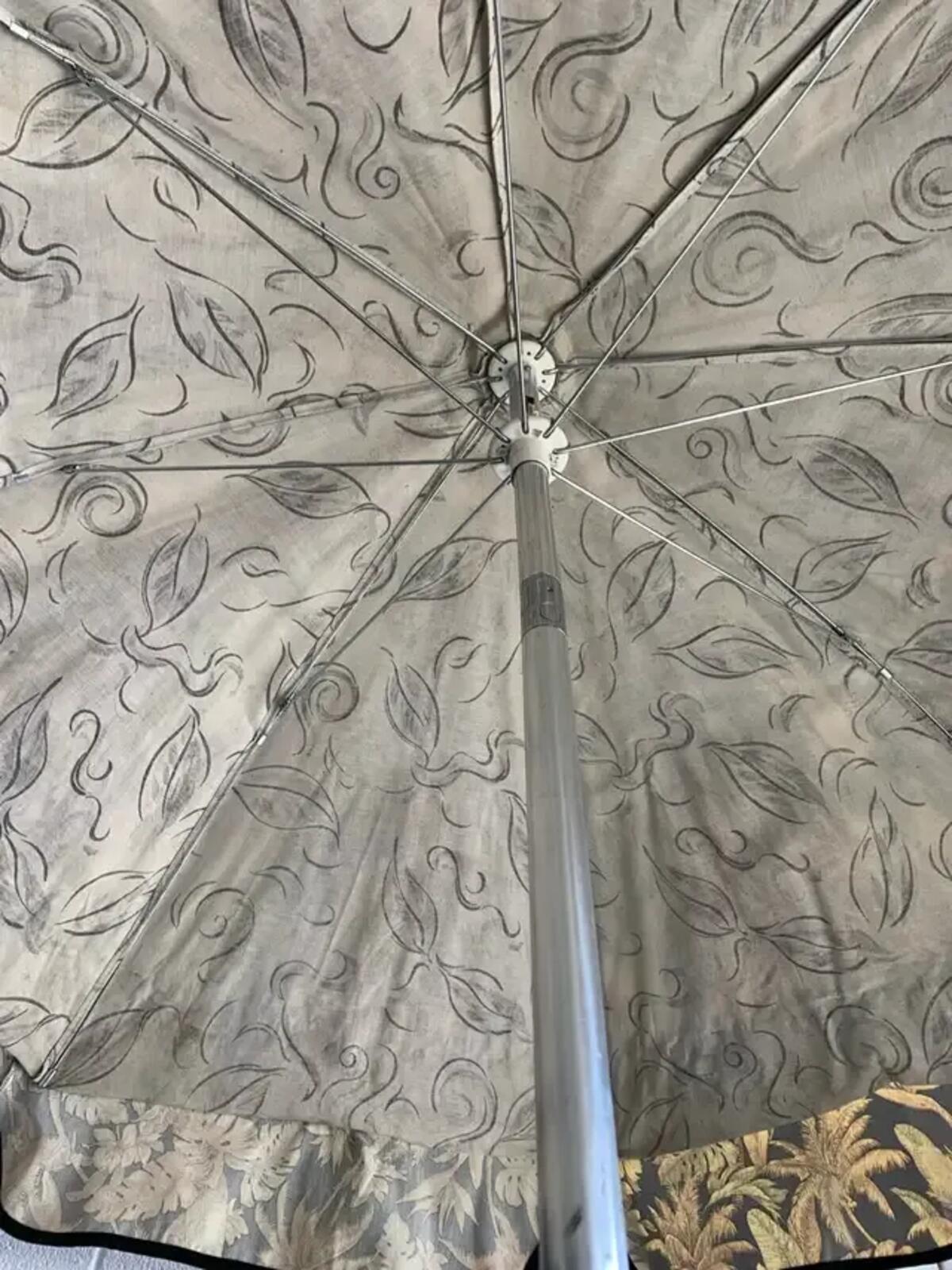 Golden Botanical Print Patio Umbrella