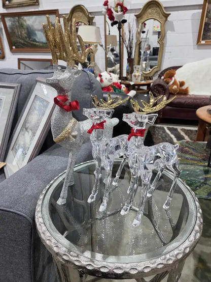 Crystal Reindeer Figurines x3
