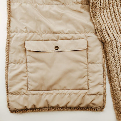 NWT Echo Beige Scarf Reversible Knit/Quilted with Pockets