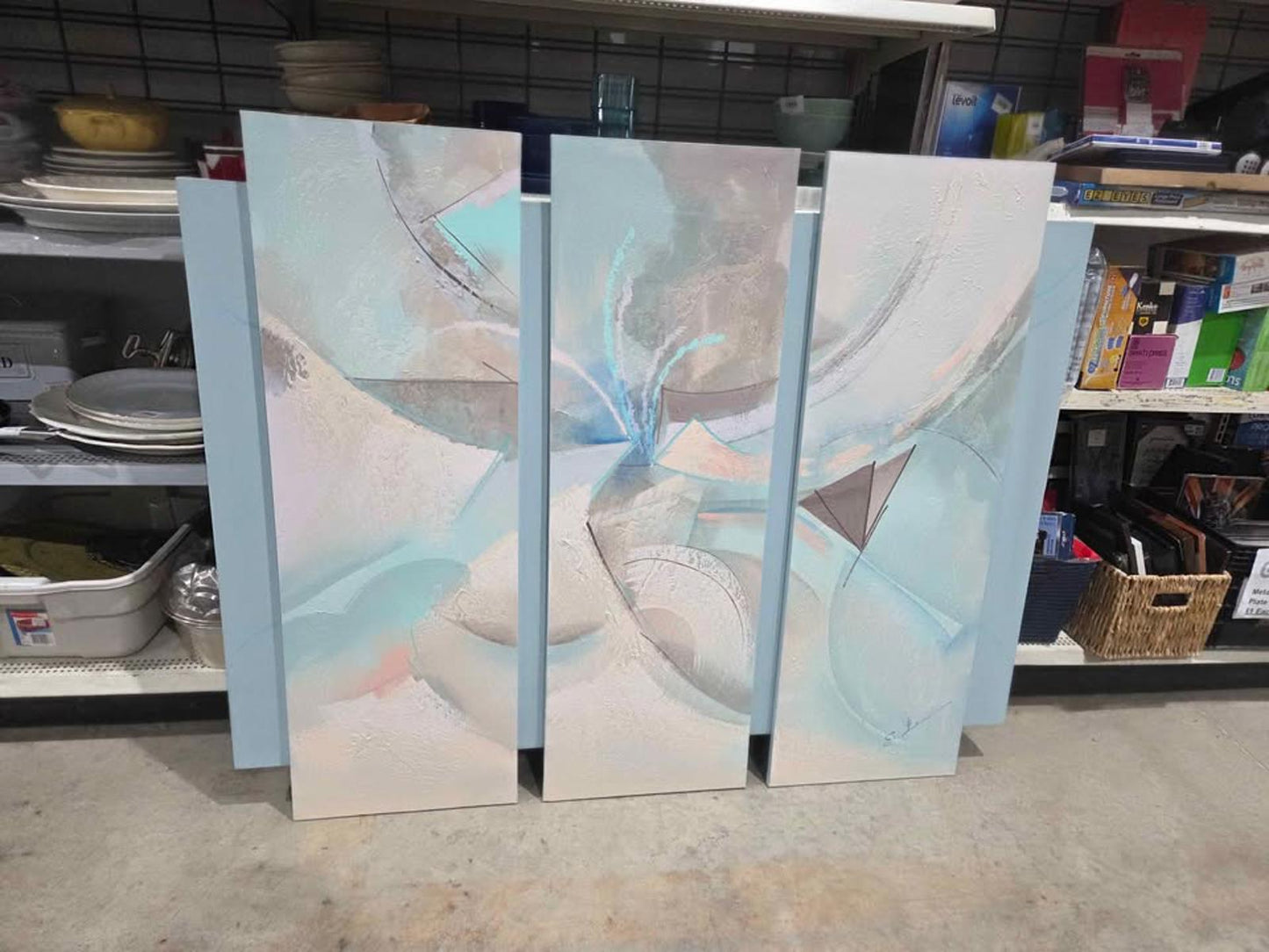 Abstract Art Triptych 3 Piece Canvas Set Pastel Colors