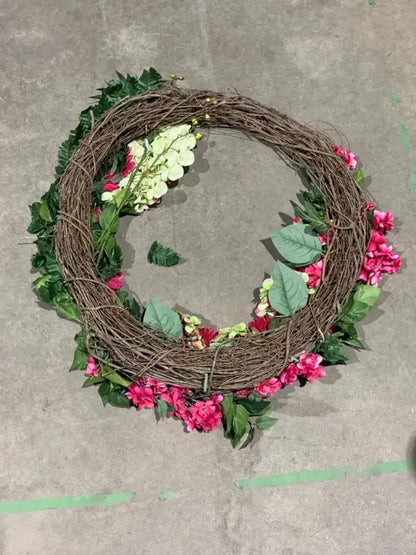 Artificial Pink Floral Grapevine Wreath 40”