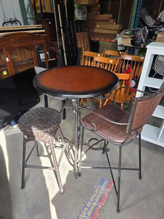 Pier 1 Pub Table with Mismatch Stools