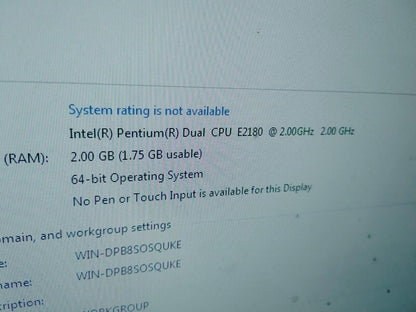 Acer Aspire M1640 Windows 7 PC Pentium 2GHz 2GB RAM 320GB HDD Black Works Tested