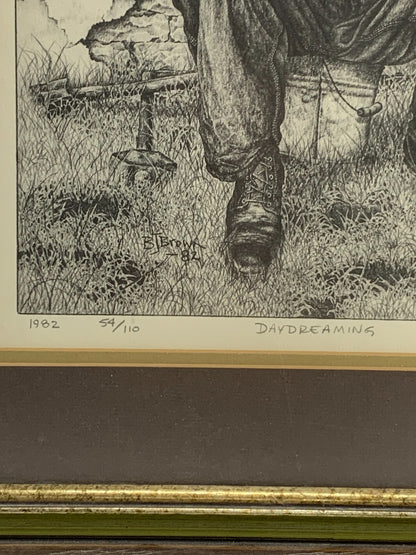 Bernie Brown "DAYDREAMING" Art Framed Print 1982, 54/110