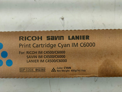 Genuine Ricoh IM C6000 Cyan Print Cartridge EDP Code 842282.