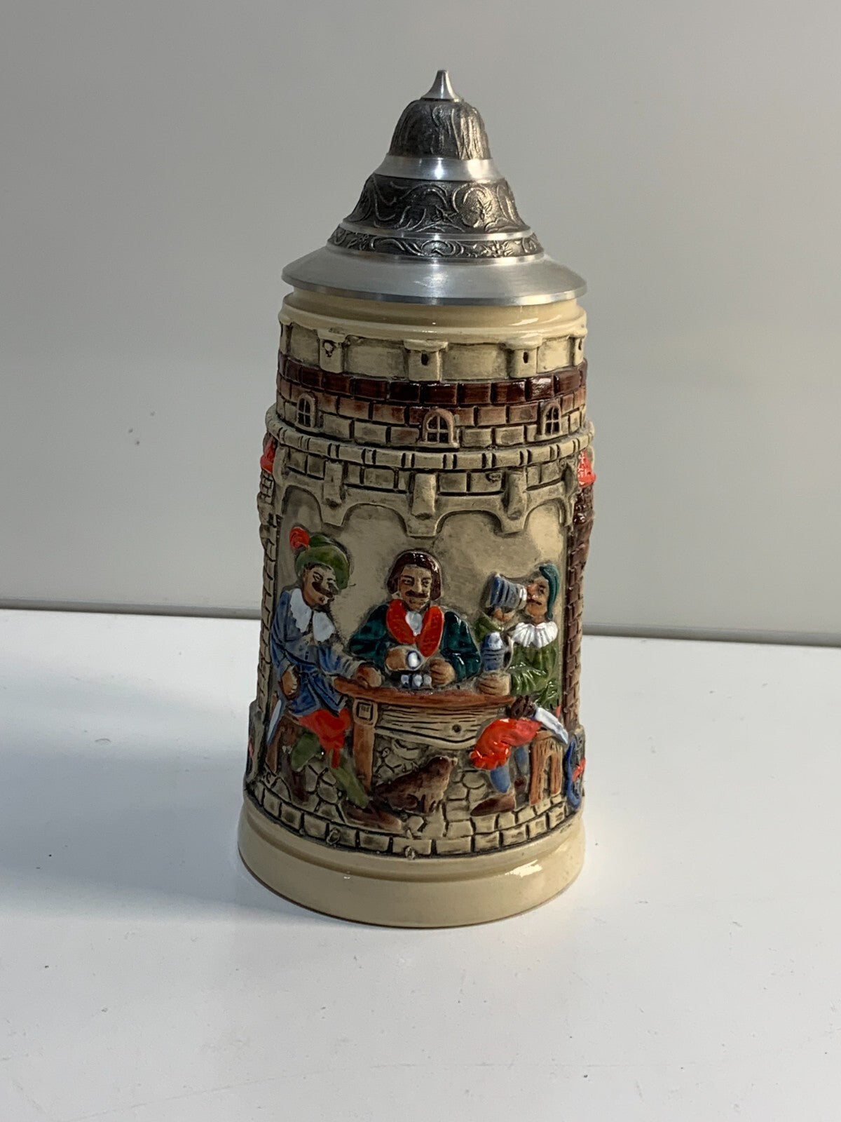 German Beer Stein life is a game of dice Knight Stein tankard, beer mug