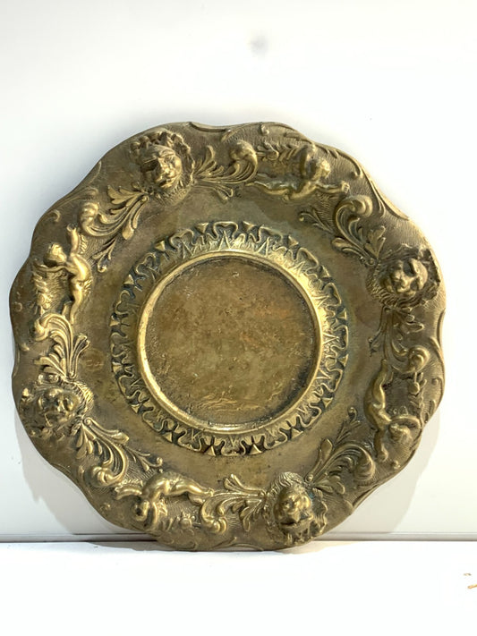 Vintage Round Brass Plate