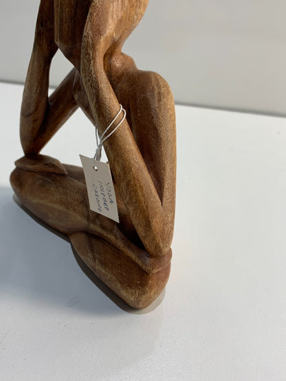 Wood Lotus Meditation Yoga Sculpture Hand Carved, "Natural Meditation"