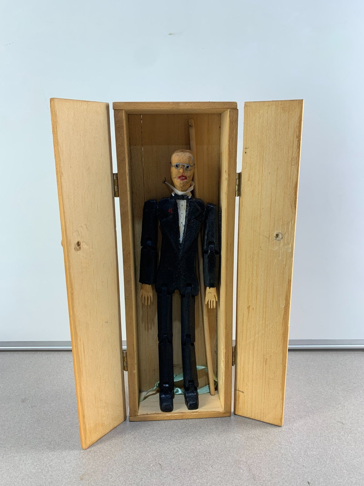 Buttler wooden Ball-jointed Doll in a wooden almira type box
