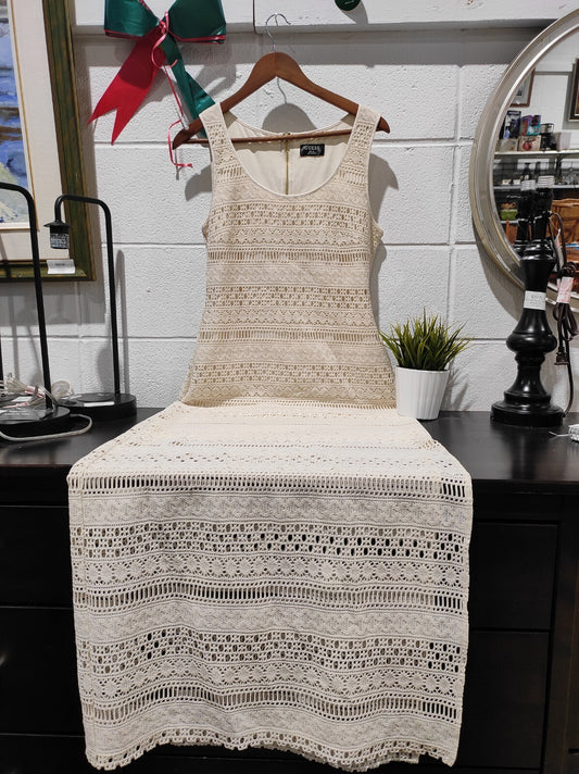 Guess Diego Dress Women's Small Ivory Cream Crochet Maxi Beach Summer
