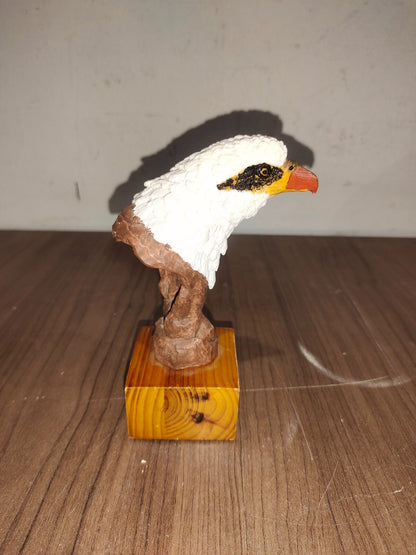 Bald Eagle Head & Carved Wood Look Resin Figurine