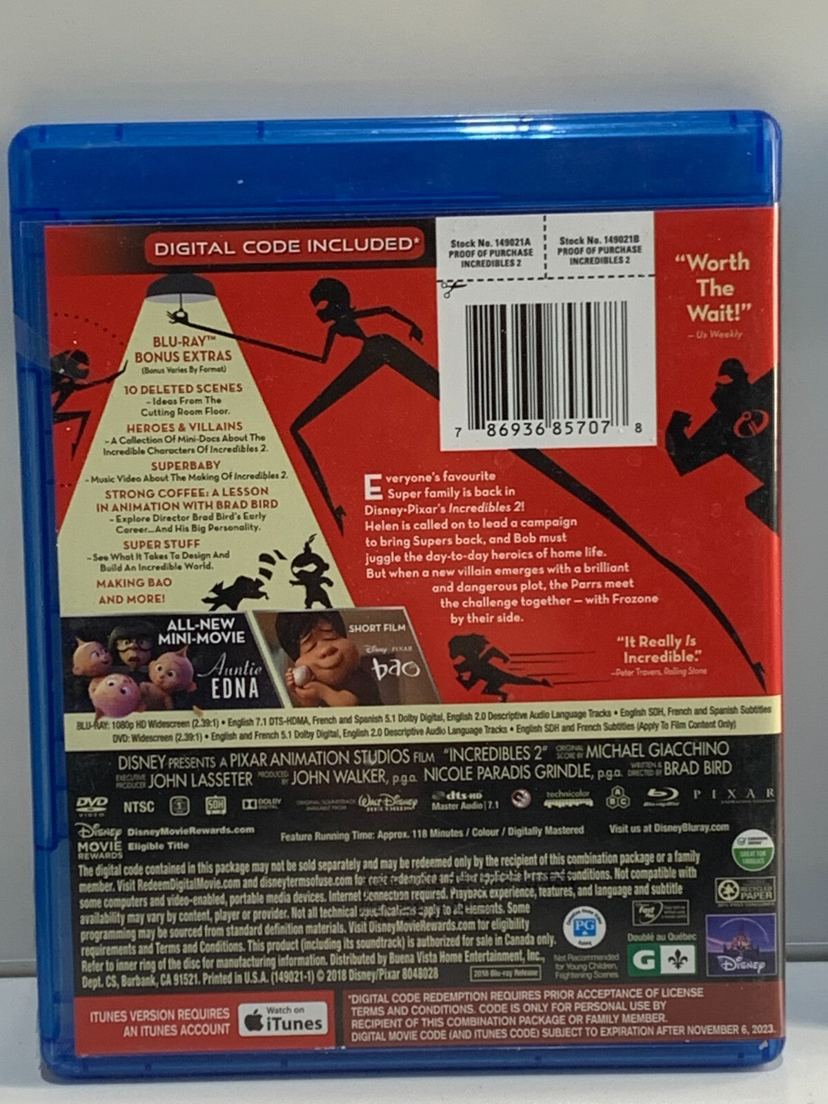 Lot of 2 Blu-Ray Incredibles 2 & DESPICABLE ME