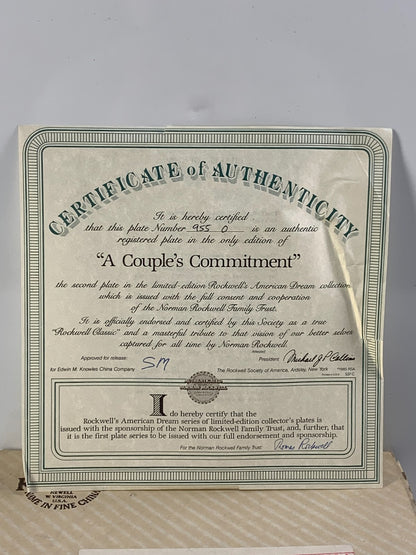 Vintage 1985 "A Couple's Commitment" by Norman Rockwell Collector Plate