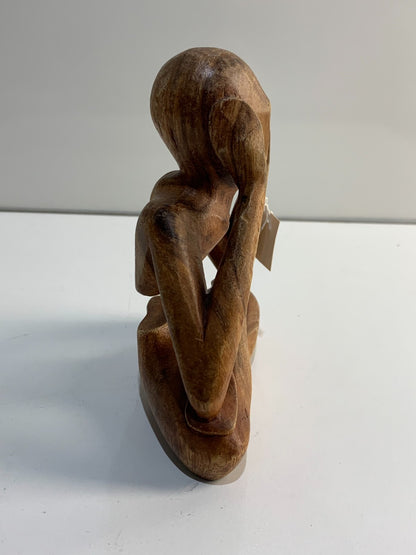 Wood Lotus Meditation Yoga Sculpture Hand Carved, "Natural Meditation"