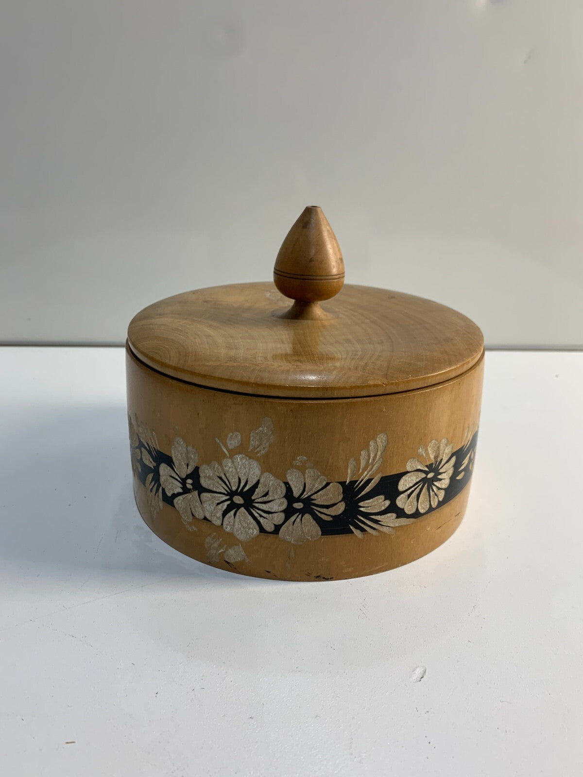 Vintage Exotic Wood Vanity Trinket & Jewelry Box With Lid
