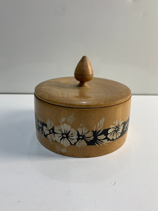 Vintage Exotic Wood Vanity Trinket & Jewelry Box With Lid