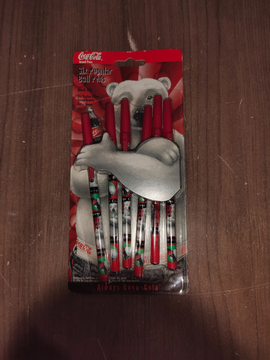 Vintage Rare Polar Bear - Coca-Cola Brand - Pen (6) Black Ink - New In Box