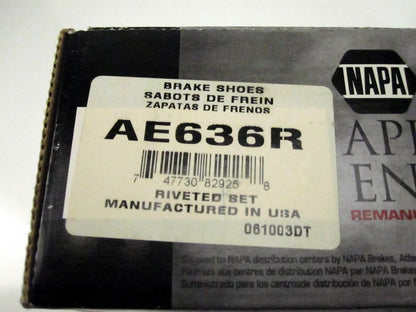 NAPA AE636R Riveted Brake Shoe Set 061003DT 6‑1003D3REL – New