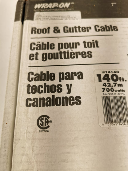 Wrap-On roof & gutter cable 140ft, 42,7m, 700 watts