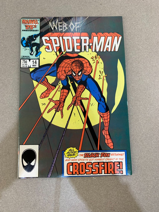 Web of Spider-Man #14 (1986) VF/NM Marvel – Black Fox Returns, Spidey Action!