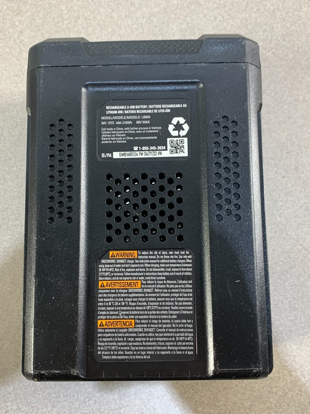 Greenworks Pro 60V 4.0Ah UltraPower Battery