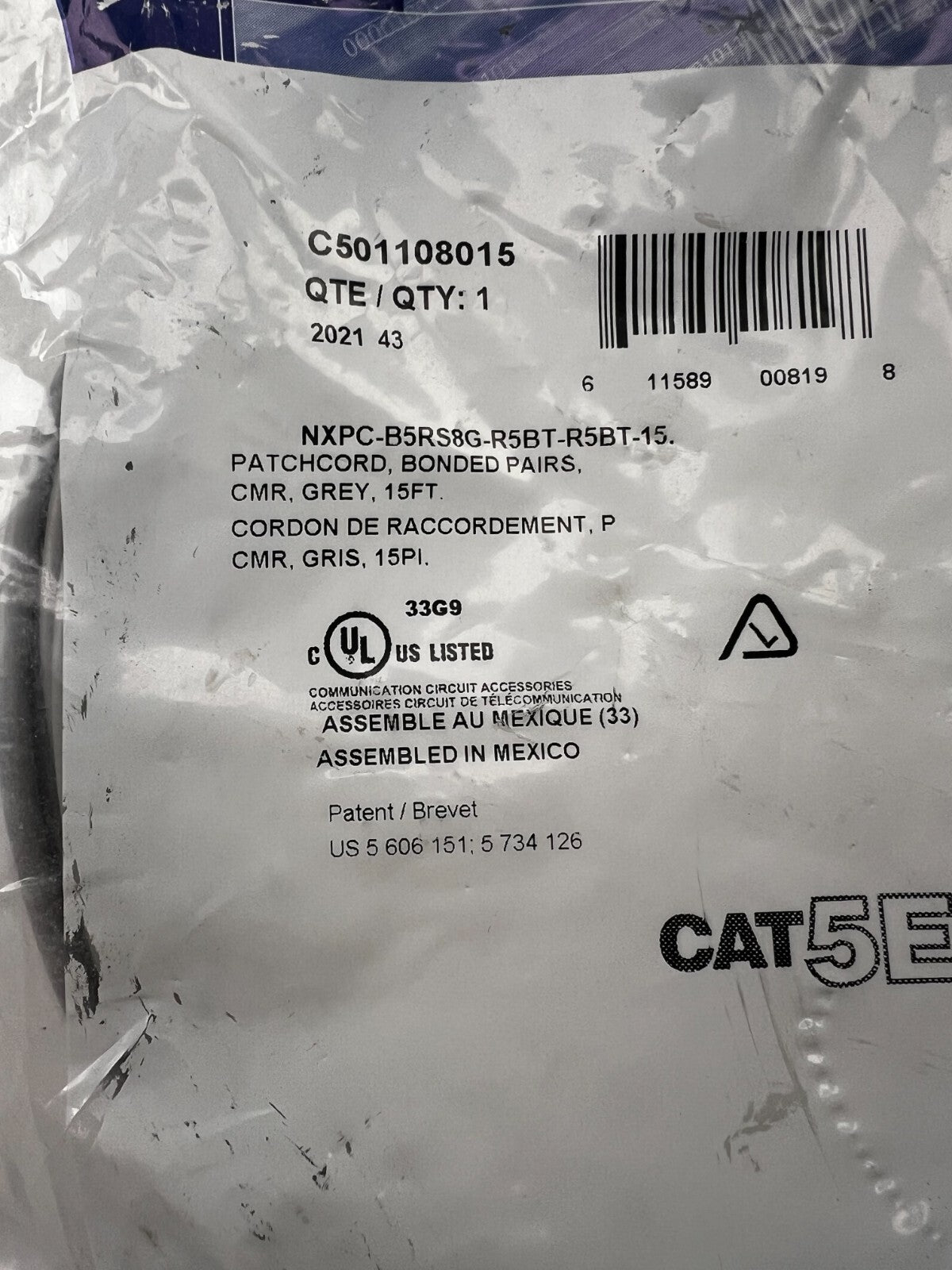 BELDEN | C501108015 Cat 5e Mod Patch Cord, Bonded-Pair - 15FT