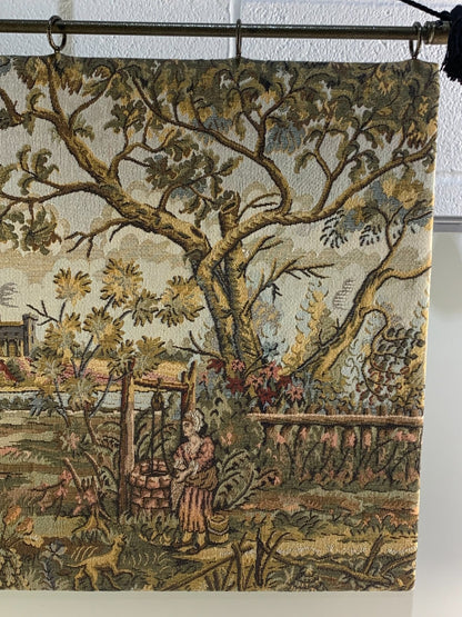 Vintage French Tapestry Wall Hanging - Verdure Landscape Scene