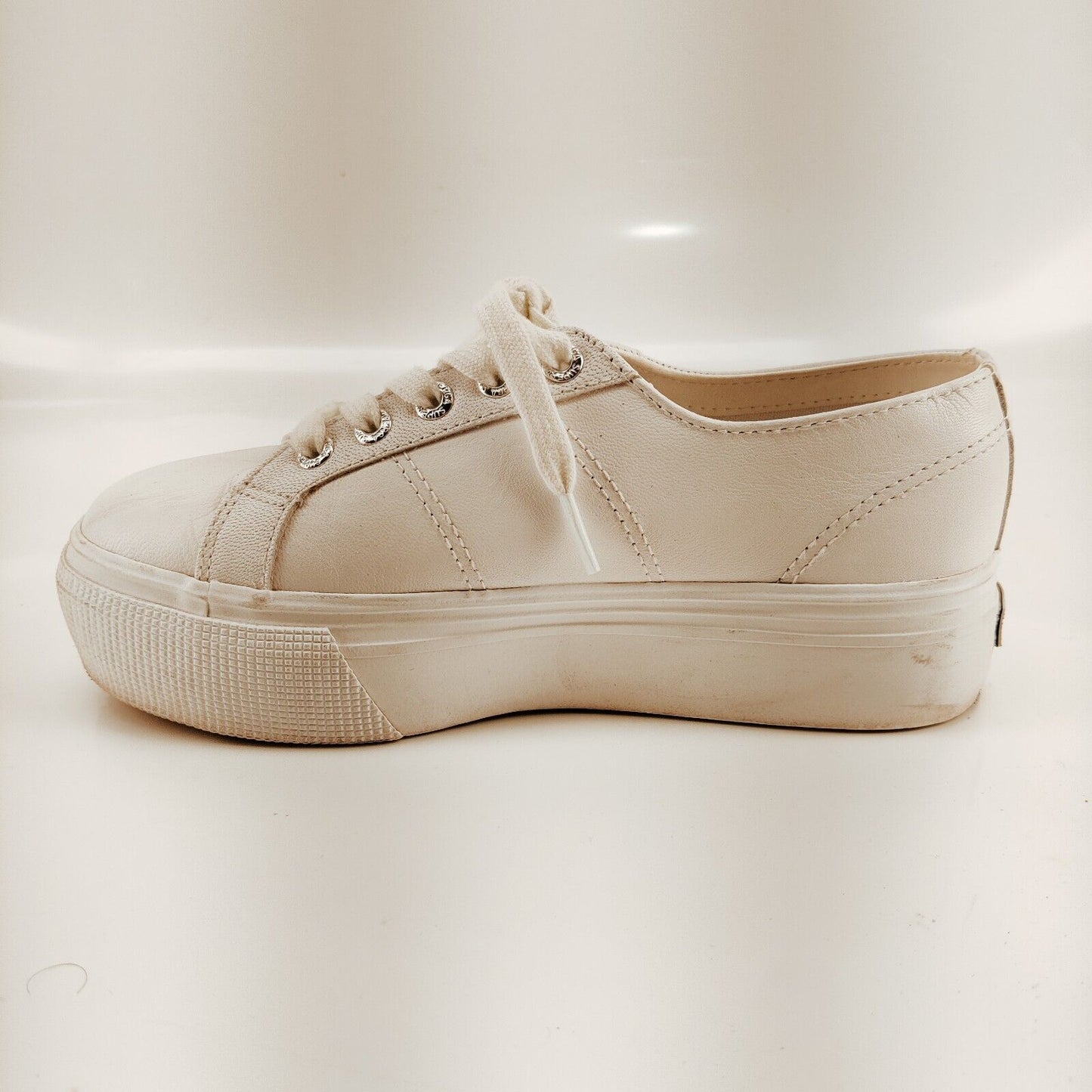 Superga 2790 White Leather Platform Sneakers Women's Size 4.5