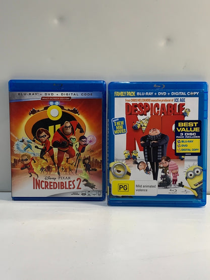Lot of 2 Blu-Ray Incredibles 2 & DESPICABLE ME